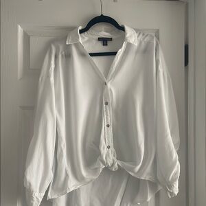 Saks Fifth Avenue Cream Bishop Sleeve Blouse